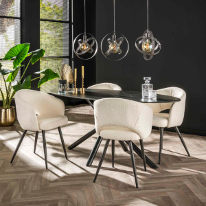 TABLE DE REPAS OVALE EN CÉRAMIQUE NOIRE