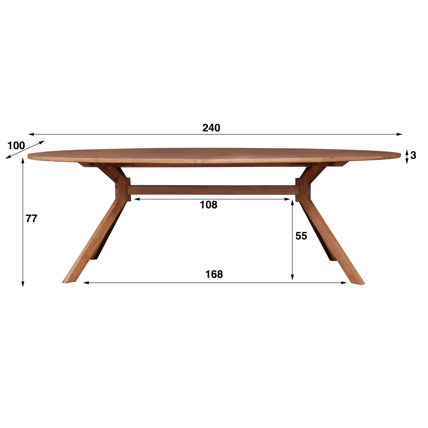 Table de repas ovale 240 cm teck massif – Image 2