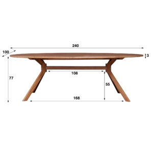 Table de repas ovale 240 cm teck massif