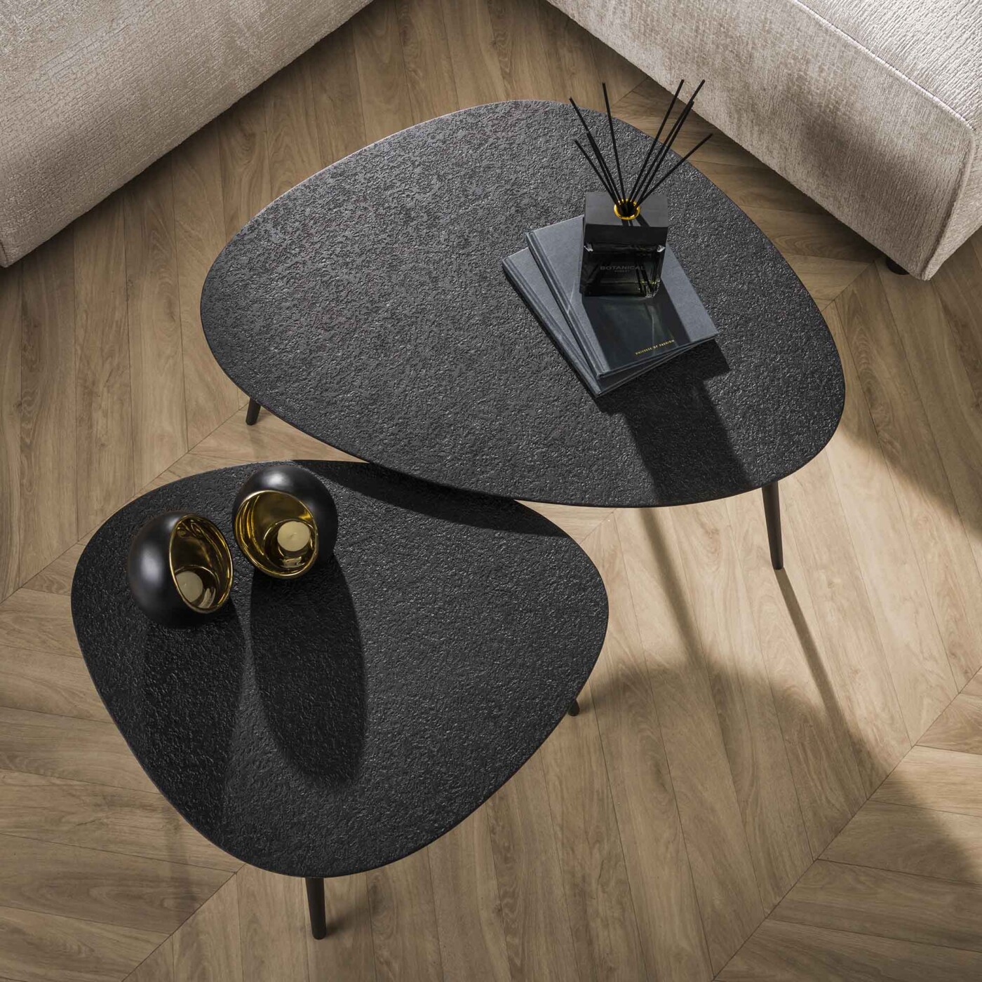 Set de deux tables basses gigognes ABYDOS métal noir – Image 5