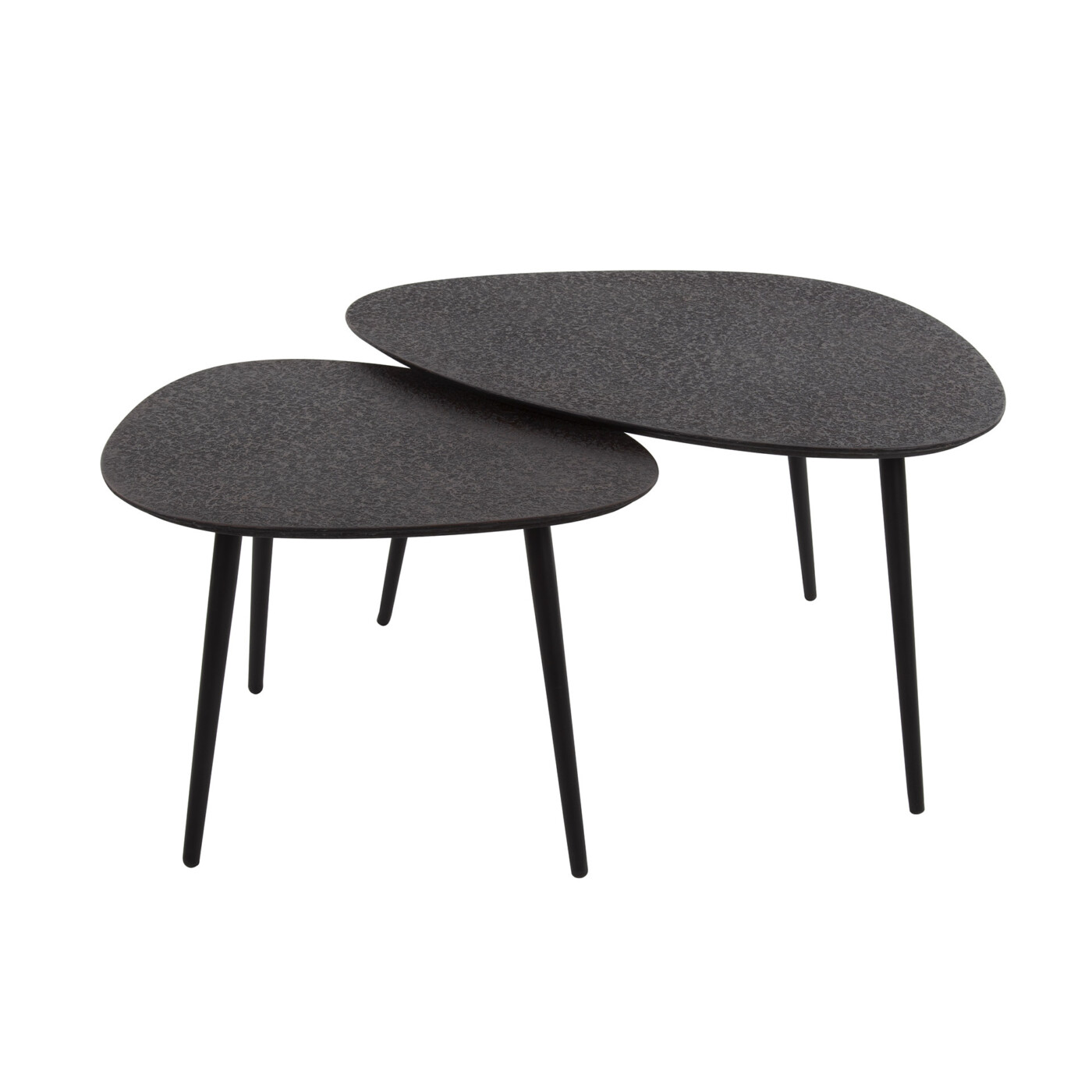 Set de deux tables basses gigognes ABYDOS métal noir