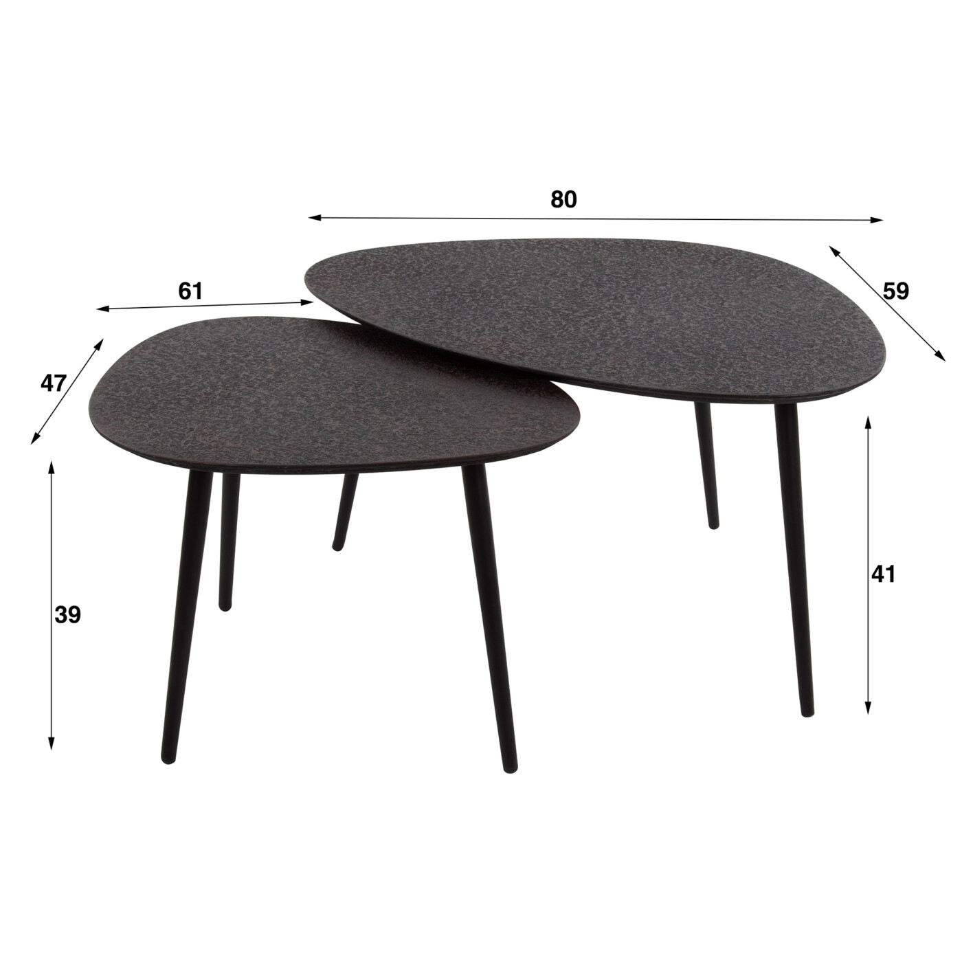 Set de deux tables basses gigognes ABYDOS métal noir – Image 3
