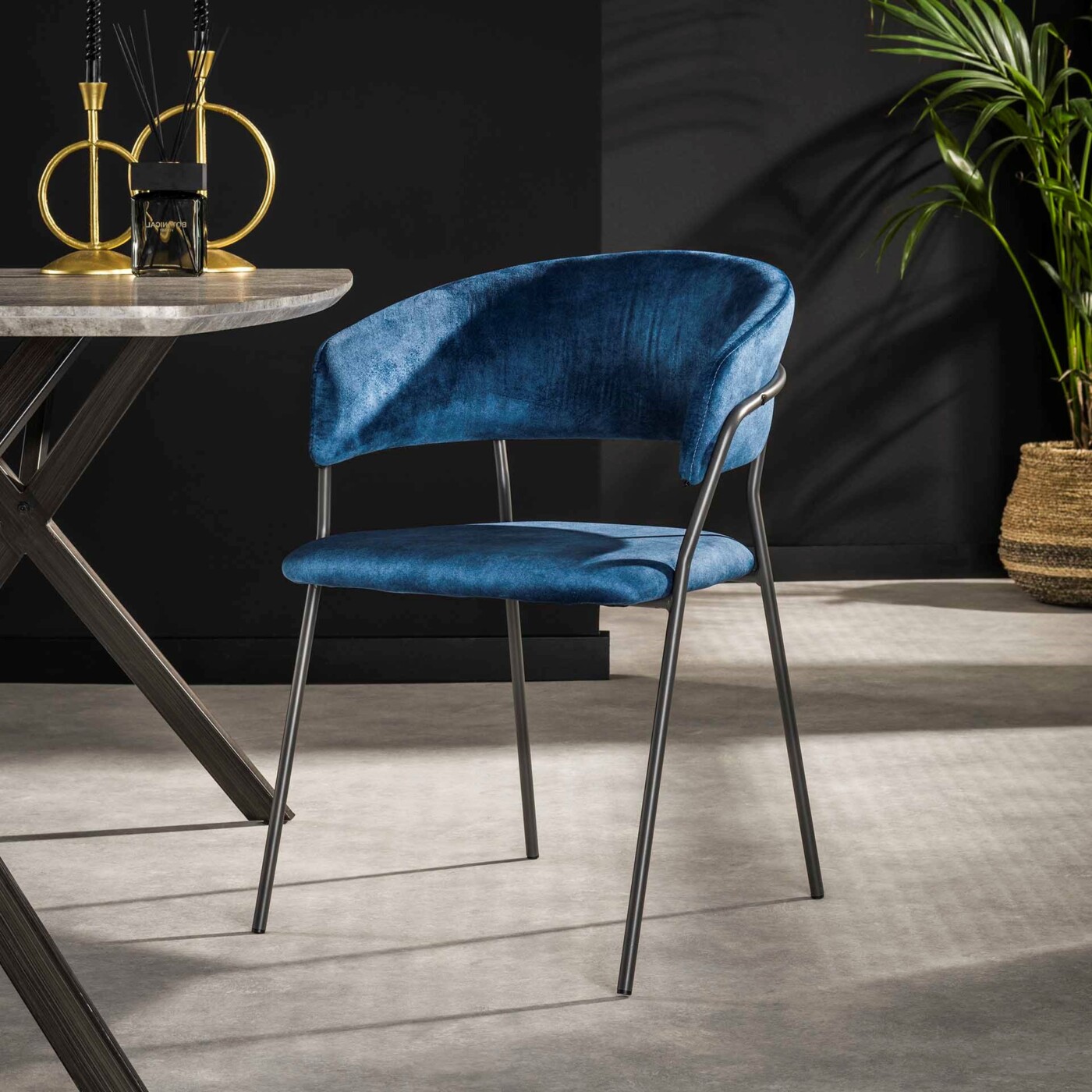 Fauteuil ILONA bleu en tissu