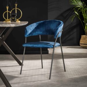 Fauteuil ILONA bleu en tissu