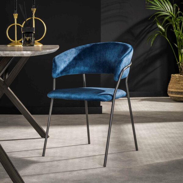 Fauteuil ILONA bleu en tissu