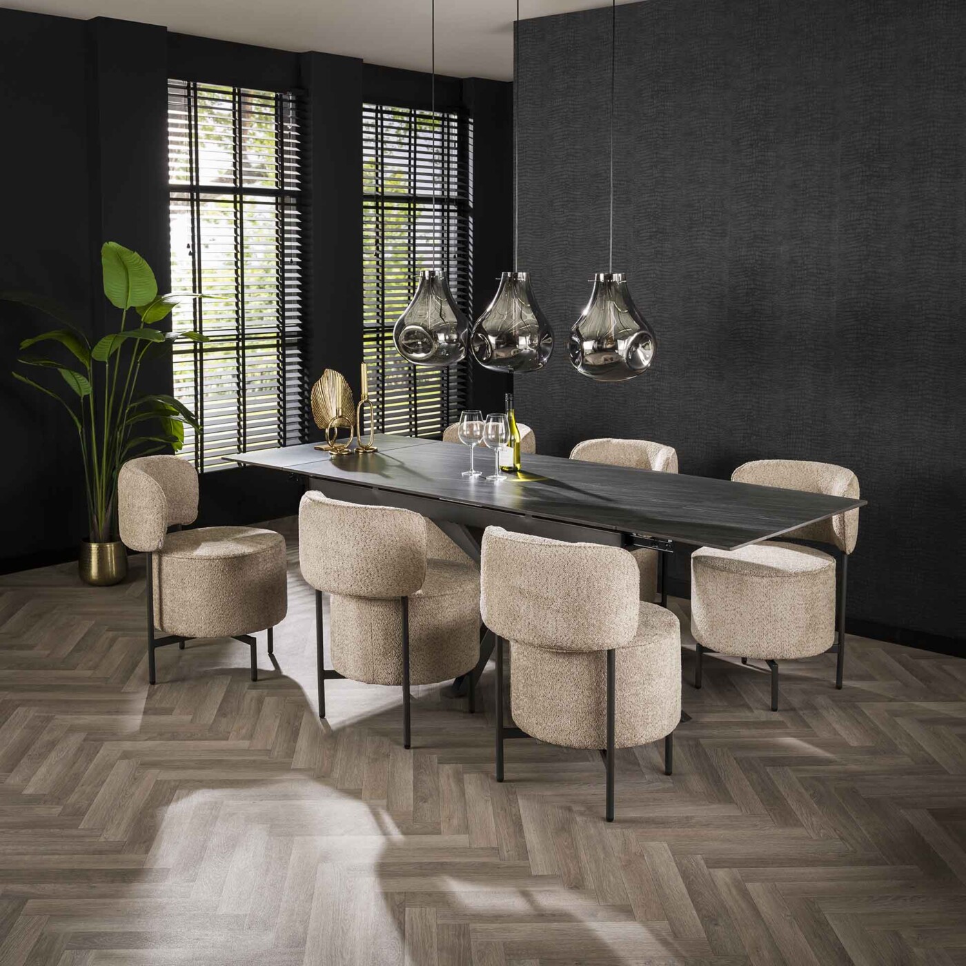 Table extensible DANIEL en céramique noire 2 allonges – Image 6