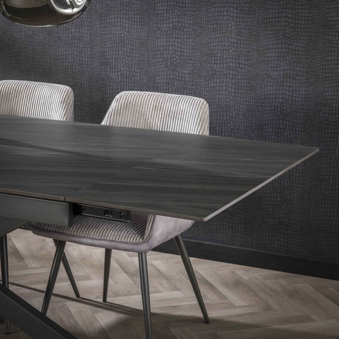 Table extensible DANIEL en céramique noire 2 allonges – Image 11