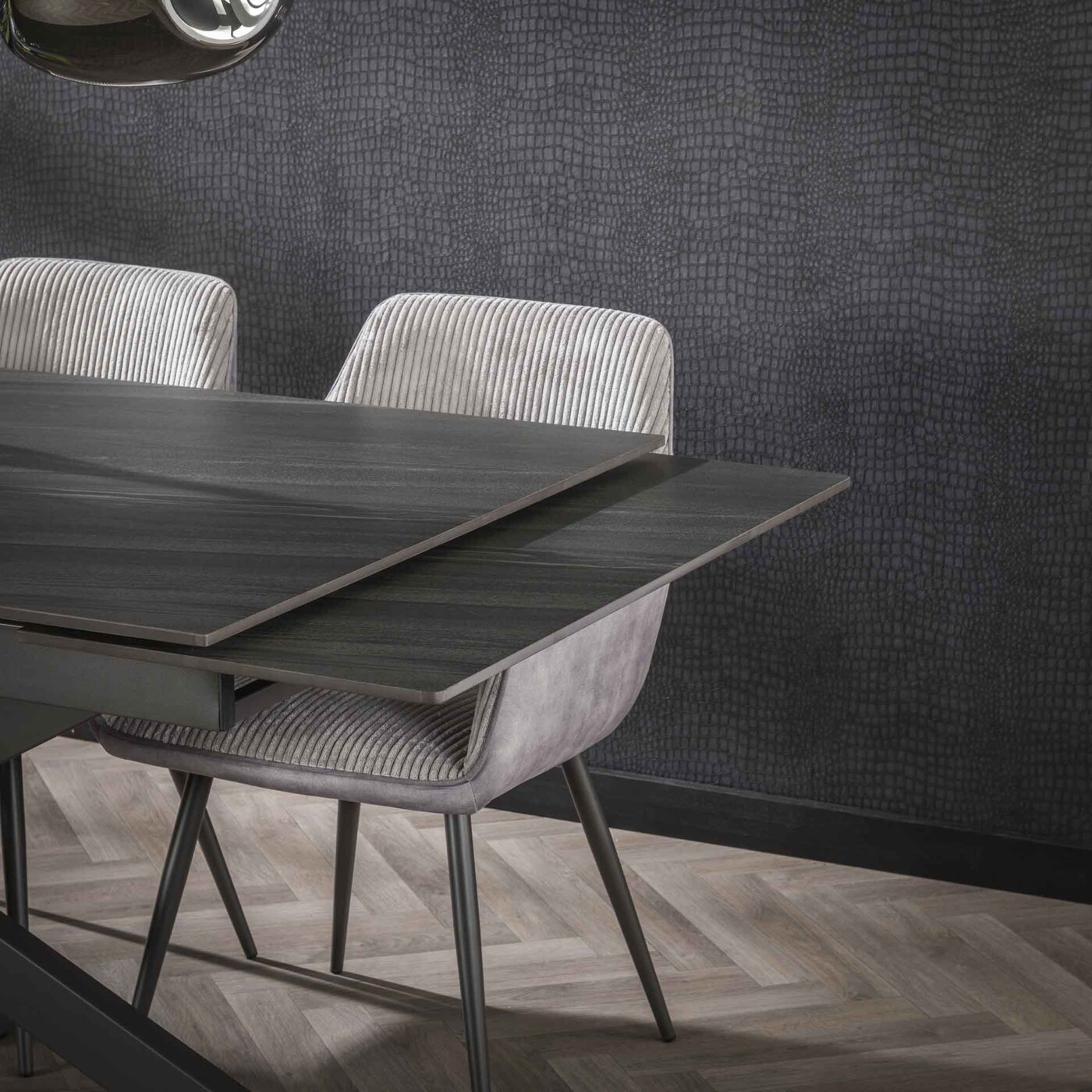 Table extensible DANIEL en céramique noire 2 allonges – Image 9