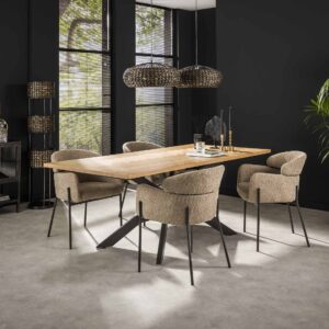 Table de salle à manger WILSON décor chêne avec motif chevrons