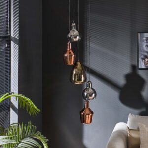 Suspension FERRARA 5 abats-jour en verre