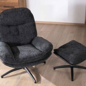 Fauteuil BRANSON pivotant avec repose-pieds anthracite