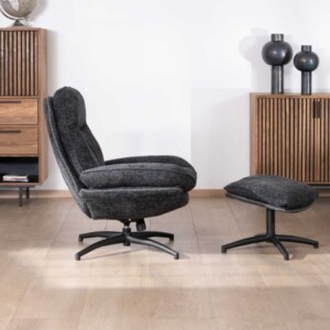 Fauteuil BRANSON pivotant avec repose-pieds kaki