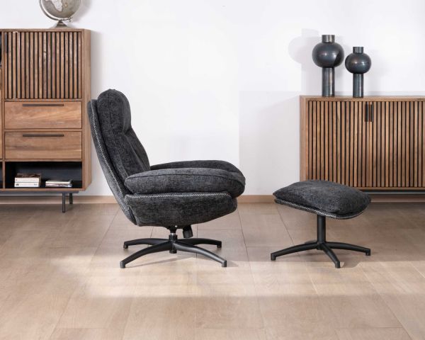 Fauteuil BRANSON pivotant avec repose-pieds kaki