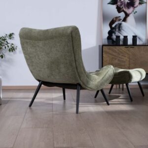 Fauteuil et pouf CASPE kaki