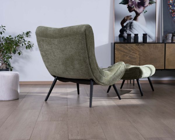 Fauteuil et pouf CASPE kaki