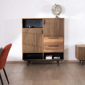 Meuble de rangement haut 2 portes 2 tiroirs 3 niches OPLAND