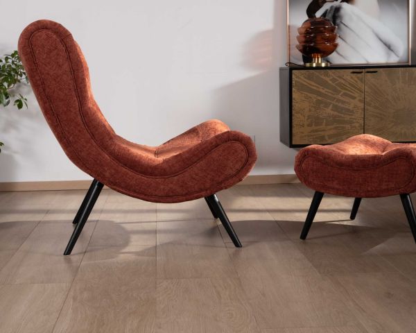 Fauteuil et pouf CASPE terracotta