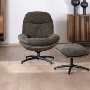 Fauteuil BRANSON pivotant avec repose-pieds kaki