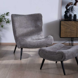 Fauteuil et pouf CASPE gris