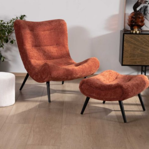 Fauteuil et pouf CASPE terracotta