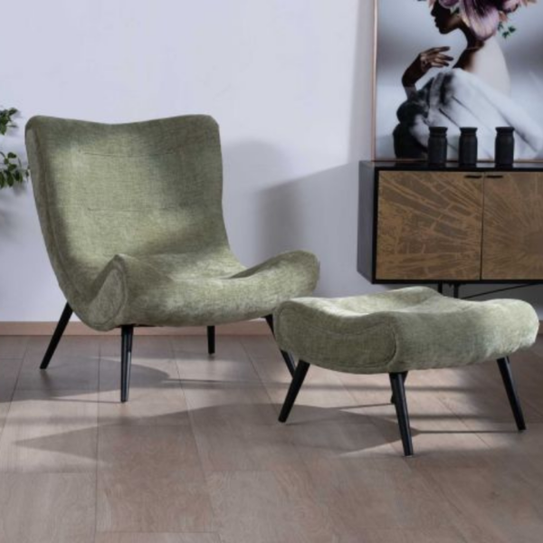 Fauteuil et pouf CASPE kaki