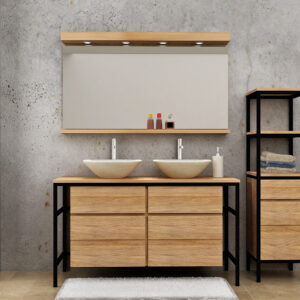 Meuble de salle de bain 2 portes, 2 tiroirs 140 cm WHIZ