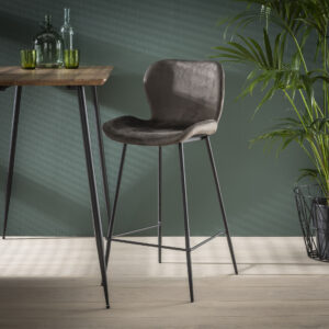 Chaise d'ilot central ROUND tissu velvet anthracite