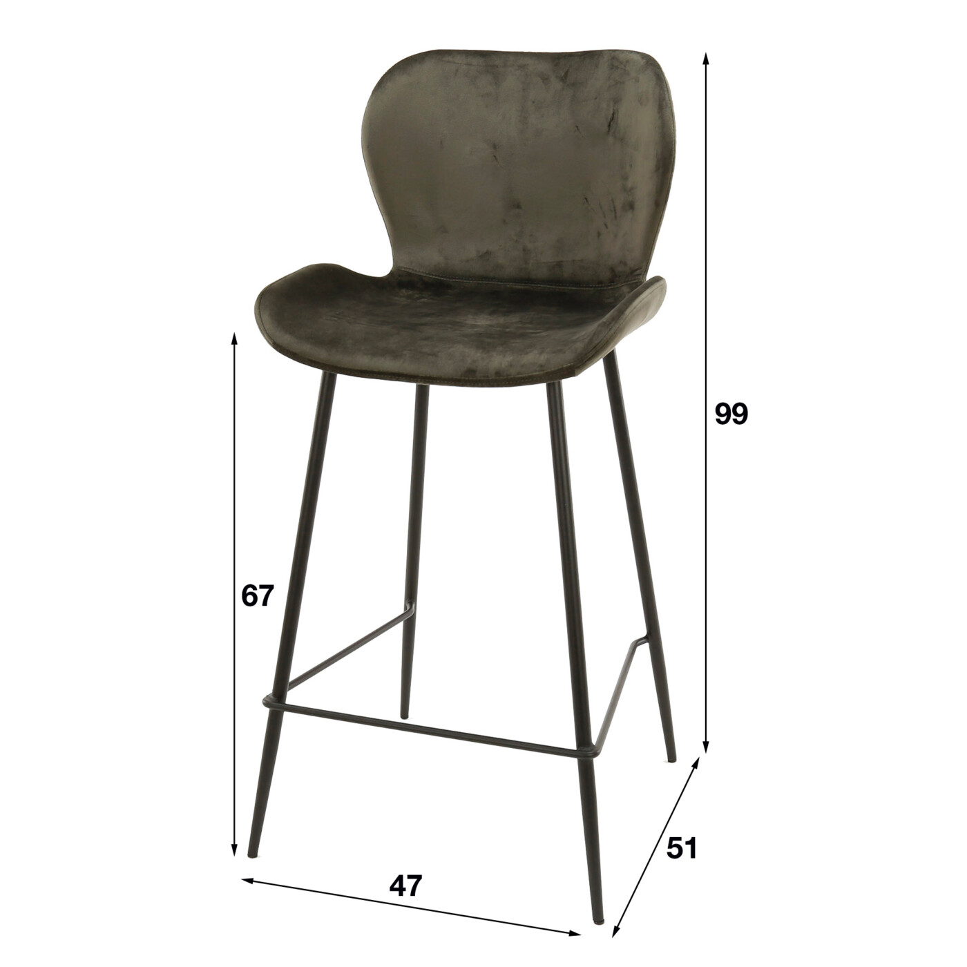 Chaise d'ilot central ROUND tissu velvet anthracite – Image 4