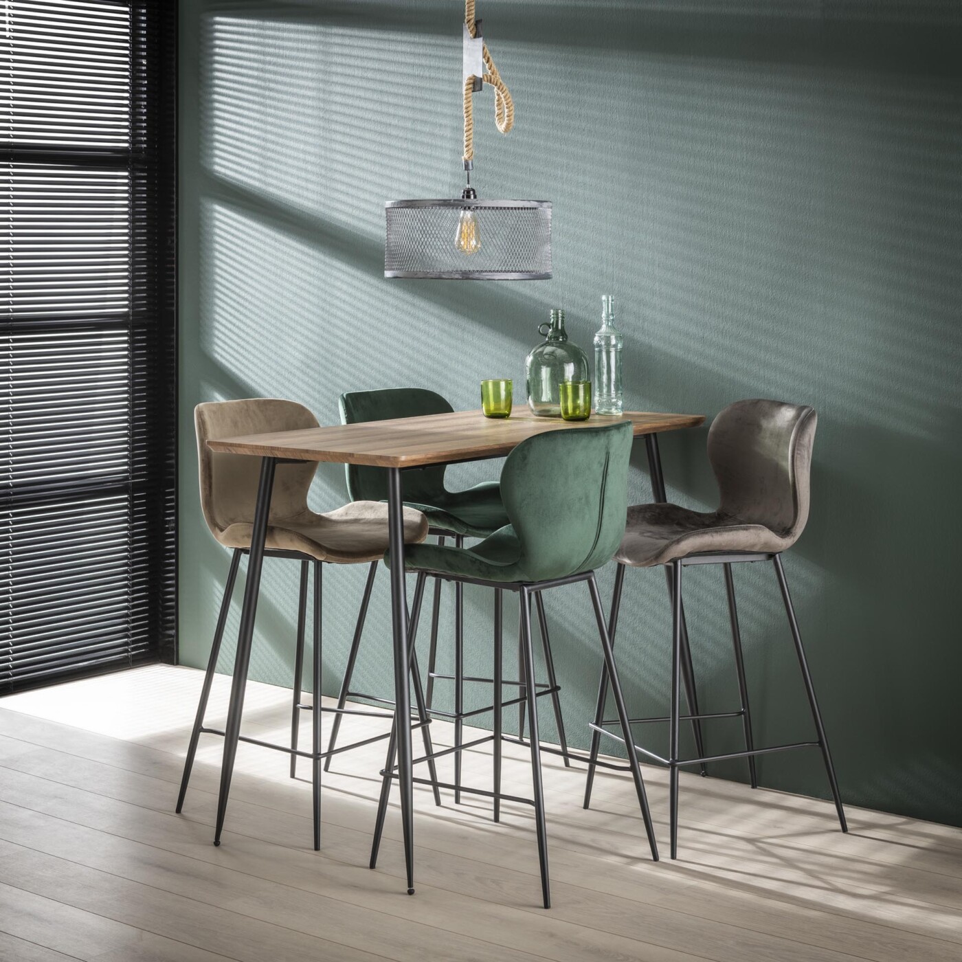 Chaise d'ilot central ROUND tissu velvet vert – Image 3