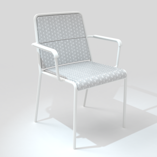 Chaise avec accoudoirs collection A600 blanc/perle