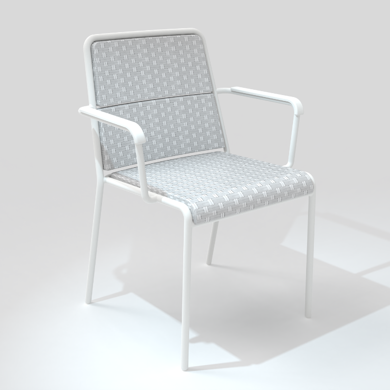 Chaise avec accoudoirs collection A600 blanc/perle