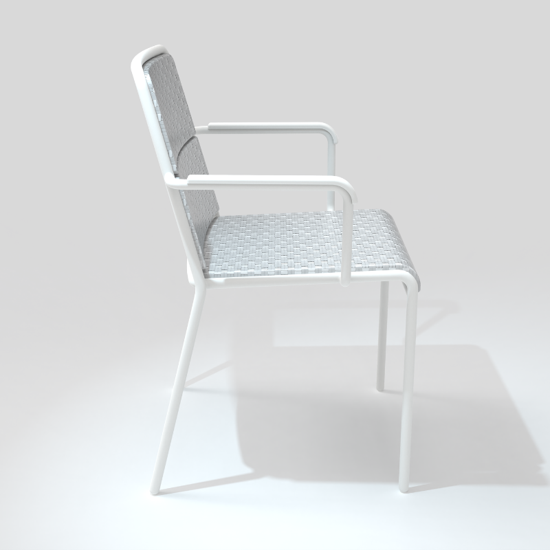 Chaise avec accoudoirs collection A600 blanc/perle – Image 3