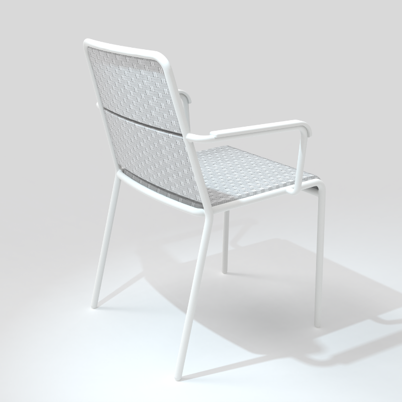 Chaise avec accoudoirs collection A600 blanc/perle – Image 4