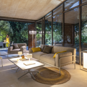 Canapé 2 places collection A600 perle blanche/ lin gris