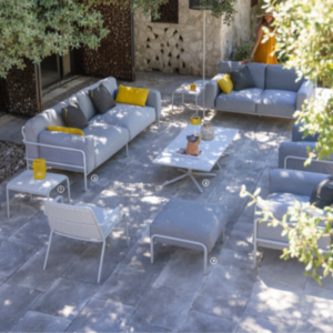 Canapé 2 places collection A600 perle blanche/ lin gris