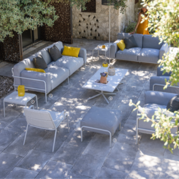 Canapé 2 places collection A600 perle blanche/ lin gris