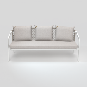 Canapé 3 places AMBER blanc/lin beige