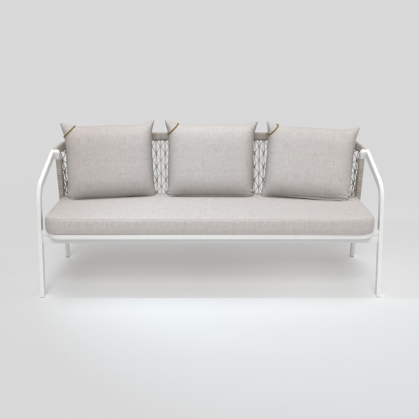 Canapé 3 places AMBER blanc/lin beige