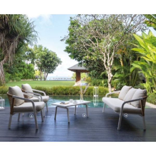 Canapé 3 places AMBER blanc/lin beige