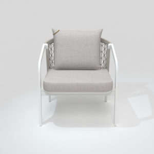 Fauteuil AMBER blanc/lin beige