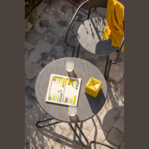 TABLE BISTROT HUGGY CHARBON DIAM 75 CM