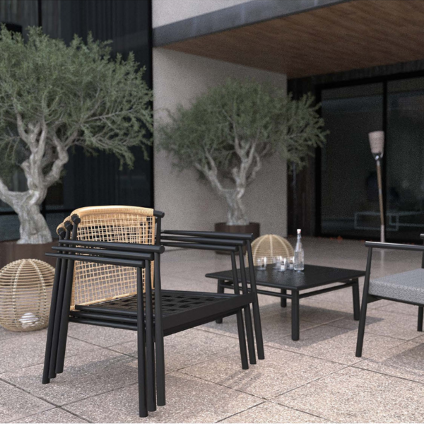 Fauteuil lounge Agathe charbon