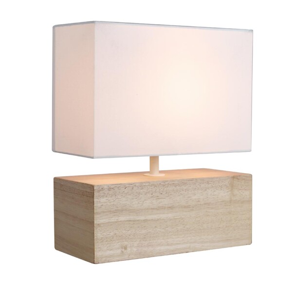 Lampe à poser rectangulaire base bois