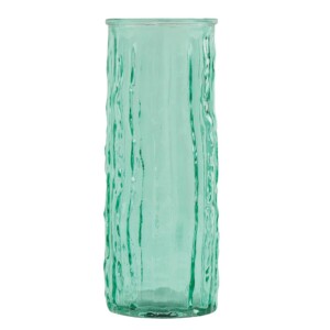 Vase avec coulures façon givre en verre turquoise