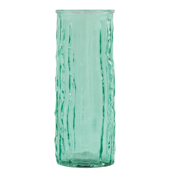 Vase avec coulures façon givre en verre turquoise