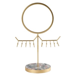 Miroir rond et porte-bijoux sur pied