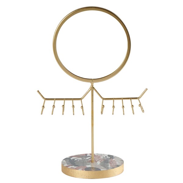 Miroir rond et porte-bijoux sur pied