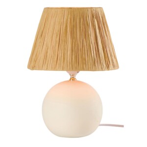 Lampe boule blanche abat-jour en raffia
