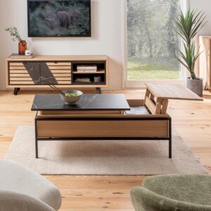 Table basse STORIA 2 plateaux relevables 1 trape