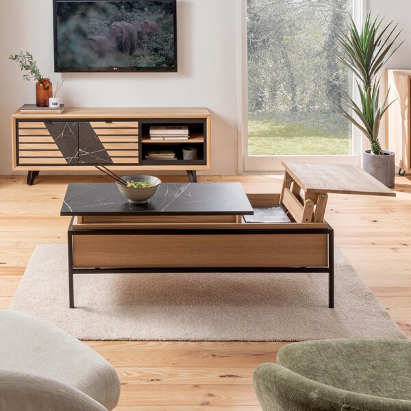 Table basse STORIA 2 plateaux relevables 1 trape